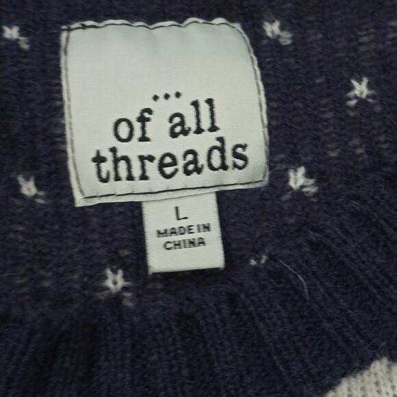 Men's Wool Blend Fair Isle Reindeer Sweater L Navy Cozy Layers Holiday Christmas - Picture 5 of 8